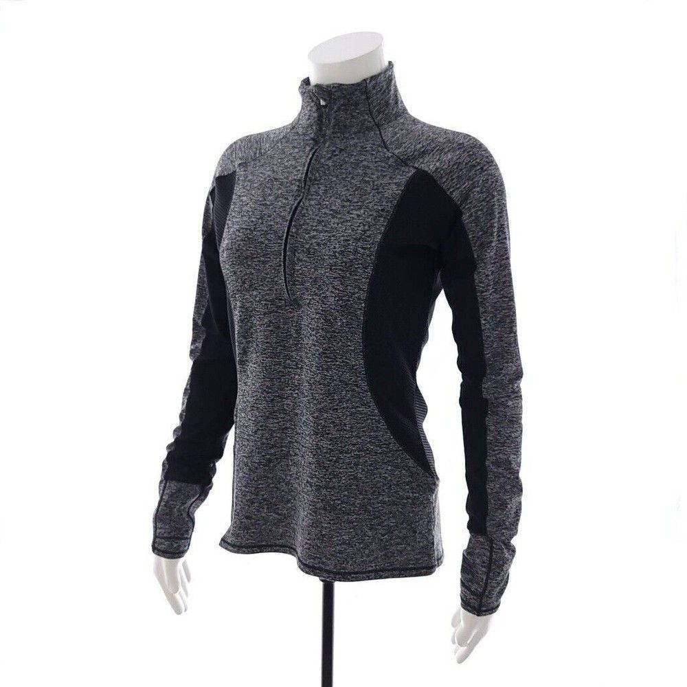 Athleta Womens Size XS Running Wild Half Zip Gray Black Mock Neck Jacket